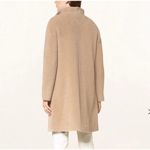 ICONS Cinzia Rocca Fitted Mid Length Coat Women's 12 Lt Camel Wool Blend L/S - Picture 2 of 12